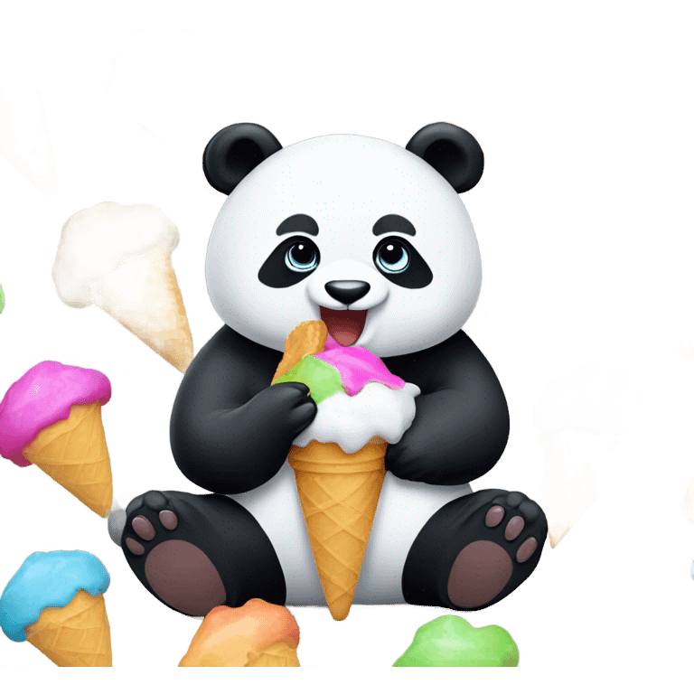 Panda eating ice cream emoji