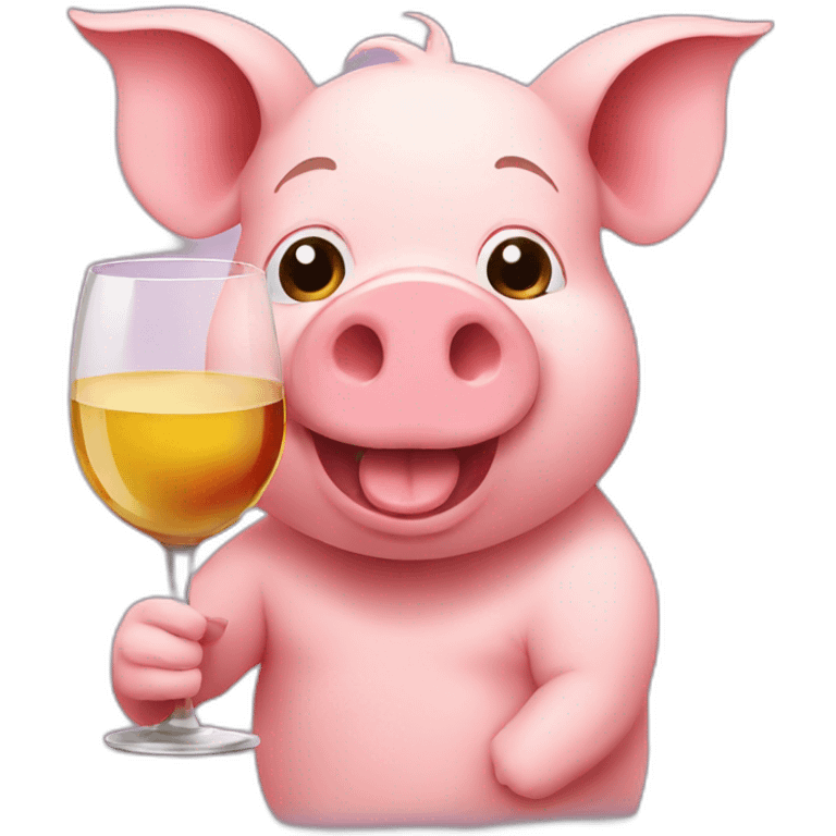 Pig drinks wine emoji