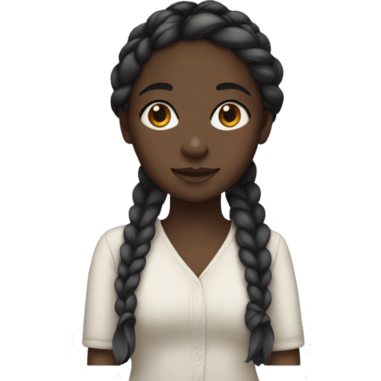 dark skin girl with braid emoji