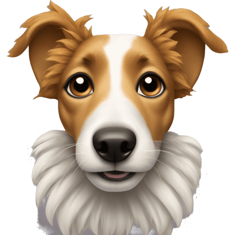 a jack russel wearing a lion's mane emoji