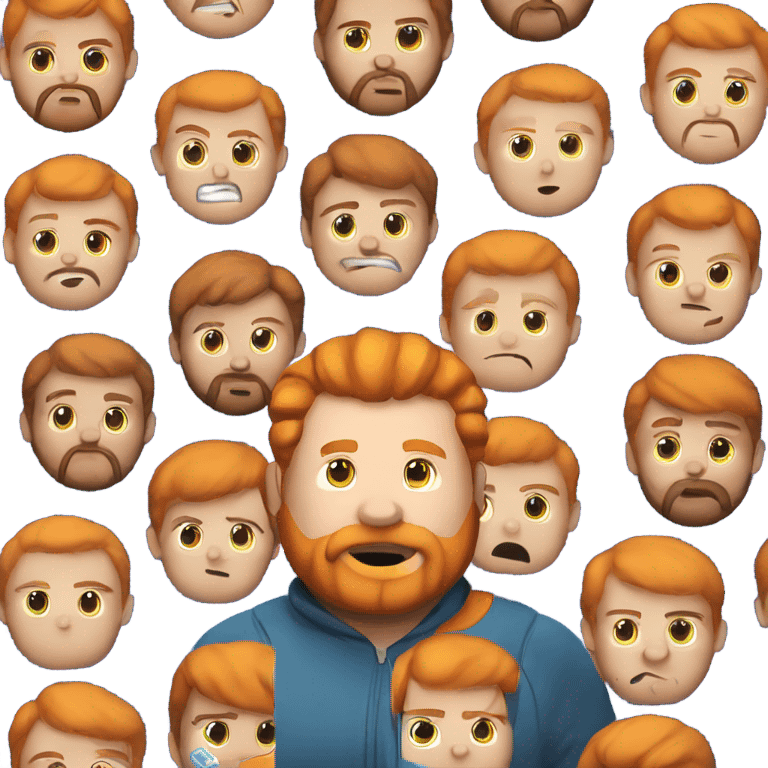 Fat guy with orange hair and beard wearing a blue hoodie emoji