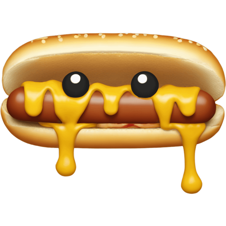 hotdog with mustard as hair emoji