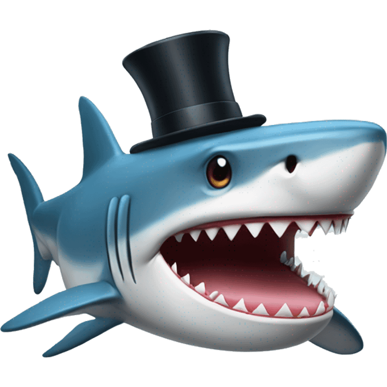 Shark with a top hat emoji