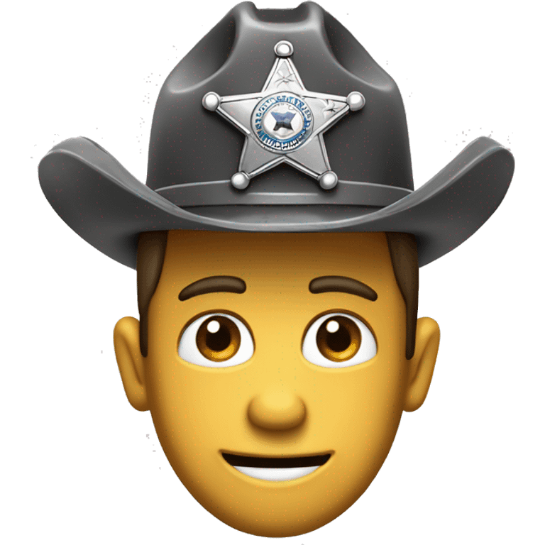 construction hard hat with sheriffs badge worn by sheriff woody emoji