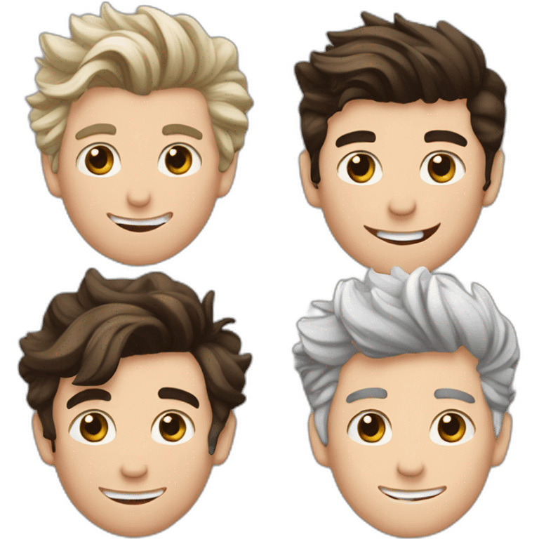 one direction, 5 members: harry, niall, liam, louis, zayn emoji