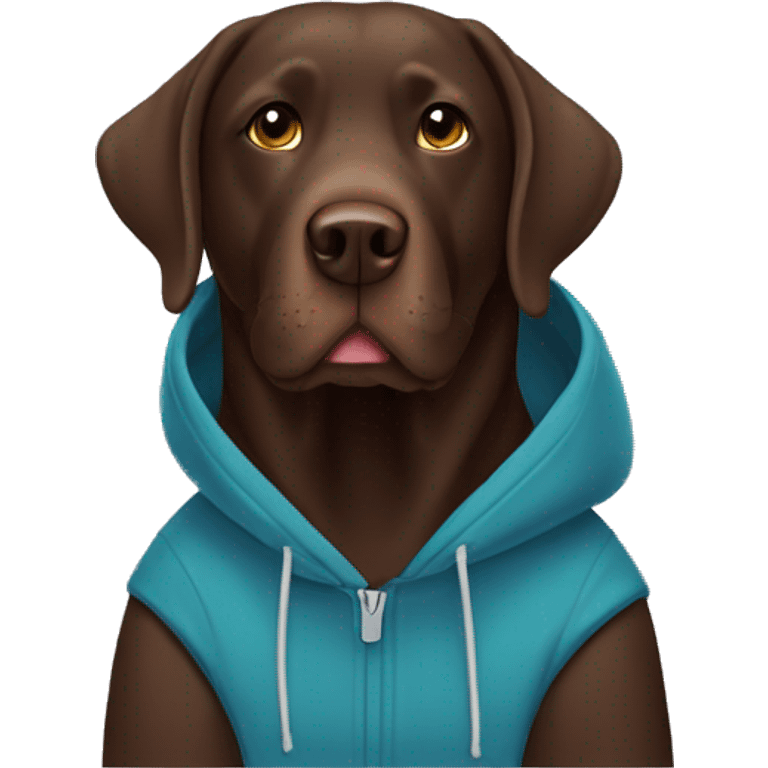 Chocolate lab wearing a hoodie emoji