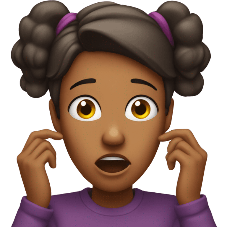 woman shocked reaction and her holding her ears emoji