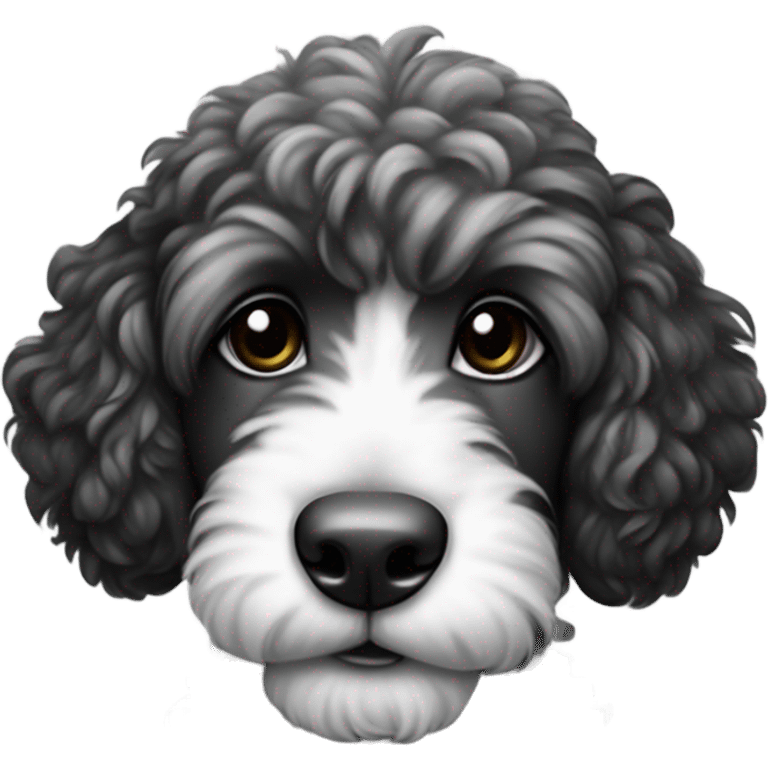 Spanish Water Doodle black and white puppy emoji