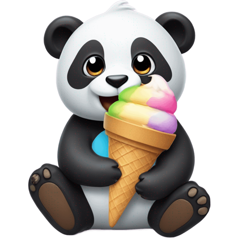 Panda eating ice cream emoji