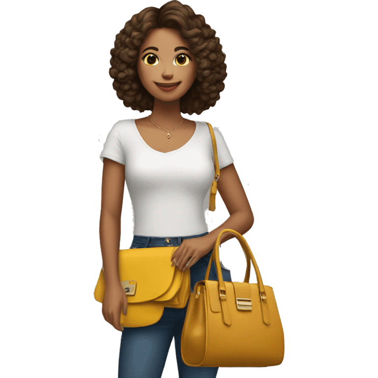 mujer con una bolsa cartera hashion emoji