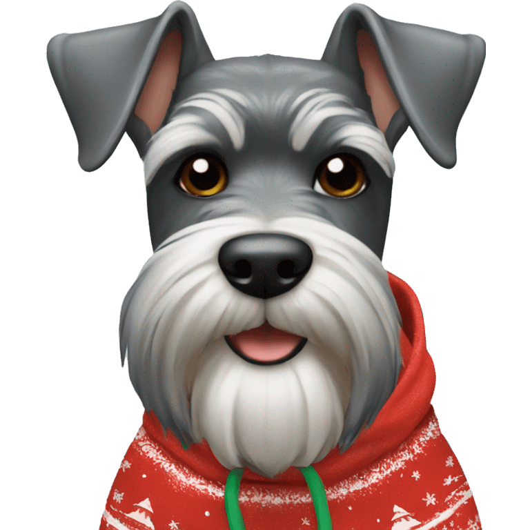 Schnauzer with a christmas hoodie emoji