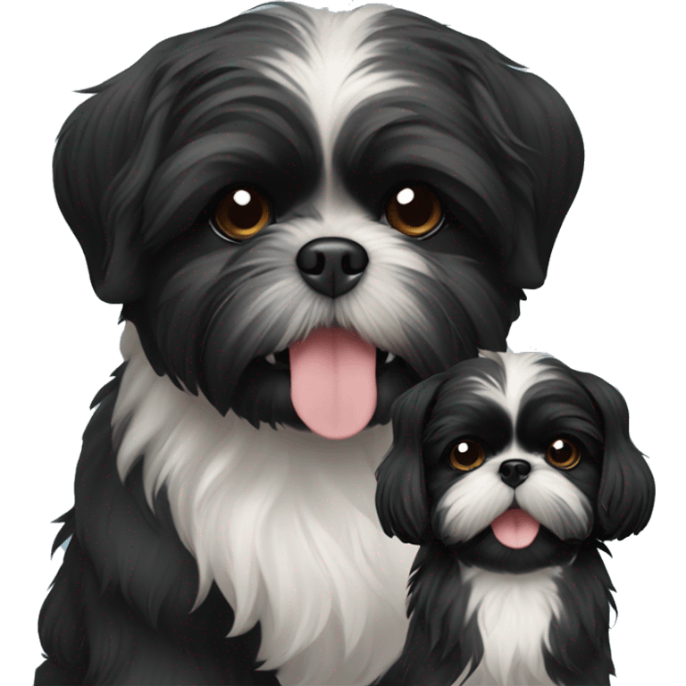 happy black shih tzu puppy and black shih tzu dog emoji