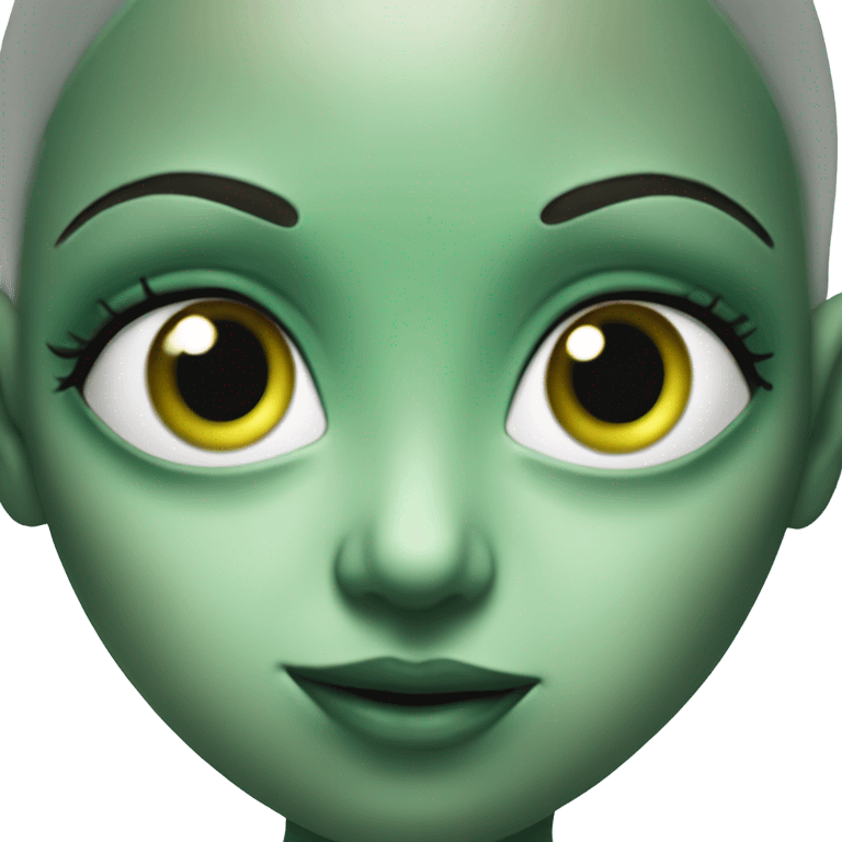 Photo realistic, alien female green emoji