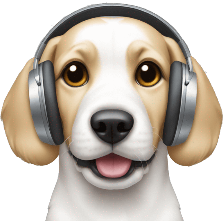 Whithe Dog with Headphones whit Microphone  emoji