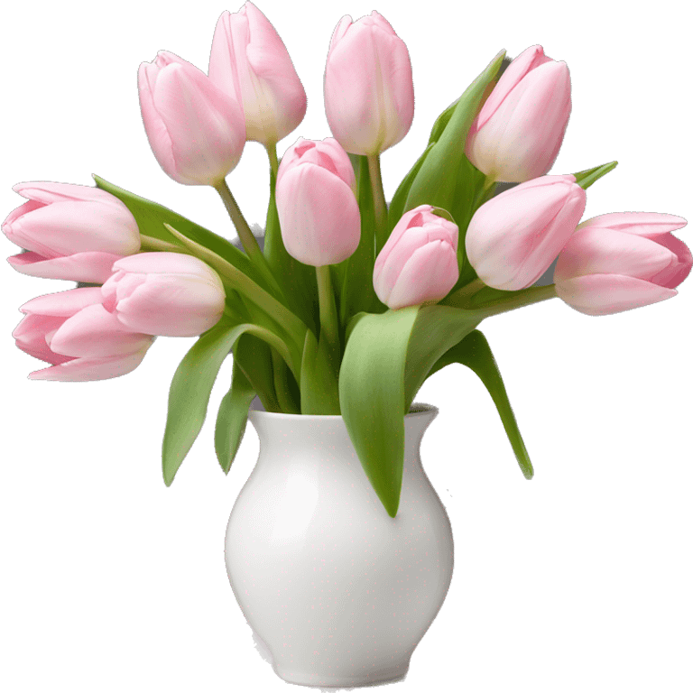 Light pink tulips in white vase emoji