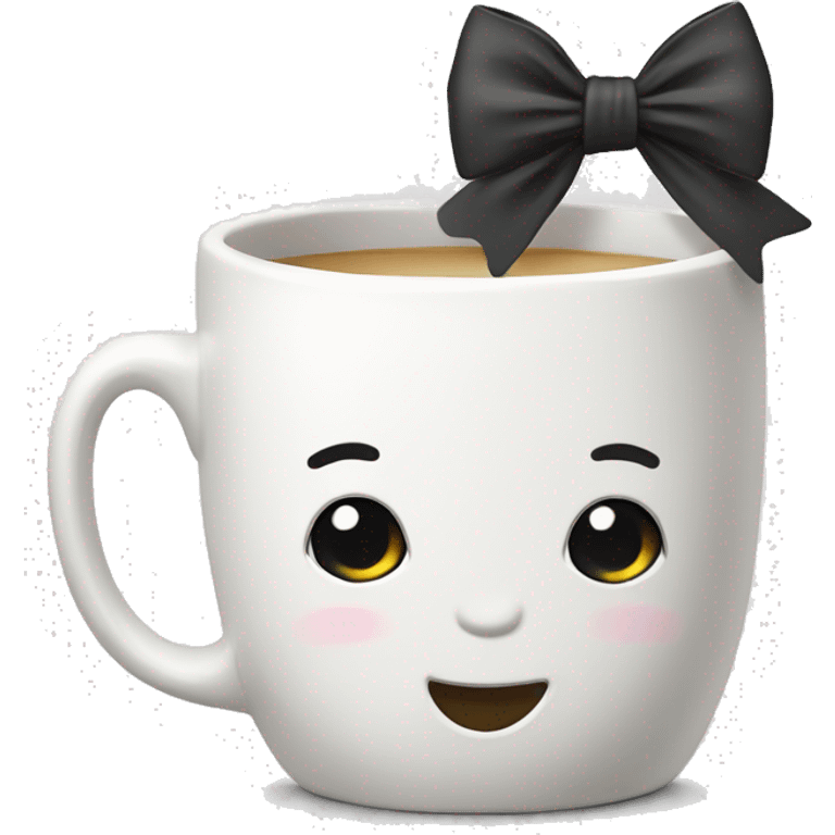 White mug with bow emoji