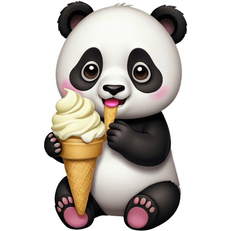 Panda eating ice cream emoji