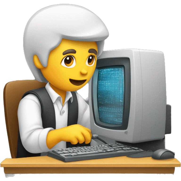 Graphic designer working on an old computer emoji