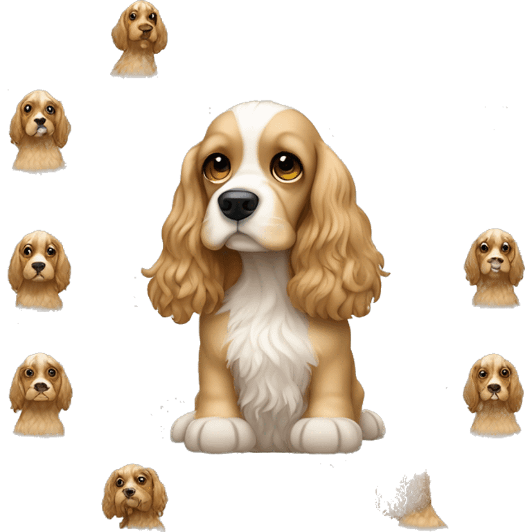 Cadela raça cocker spaniel dourada ao lado de um cão yorkshire terrie emoji