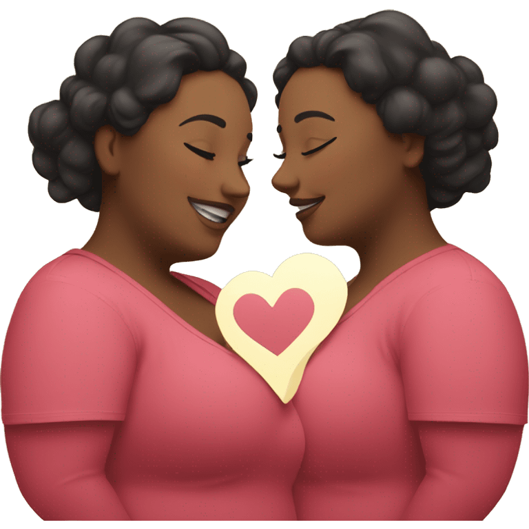 two plus size women, hearts around them emoji