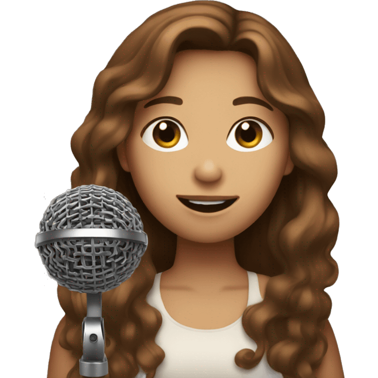 a girl with brown hair singing into a microphone emoji