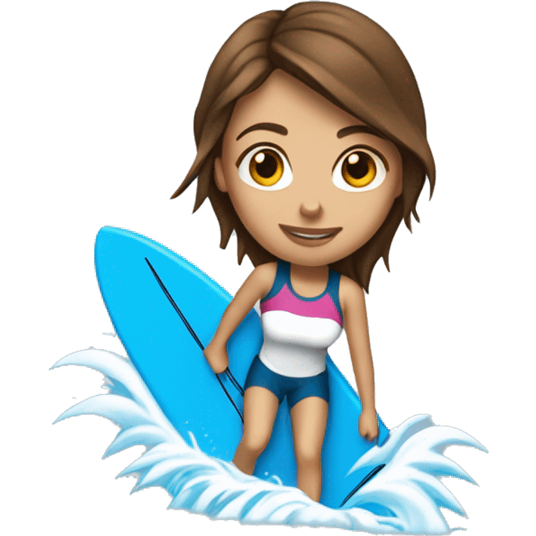 Girl with brown hair on blue wakeboard emoji