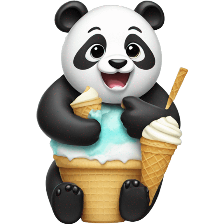 Panda eating ice cream emoji