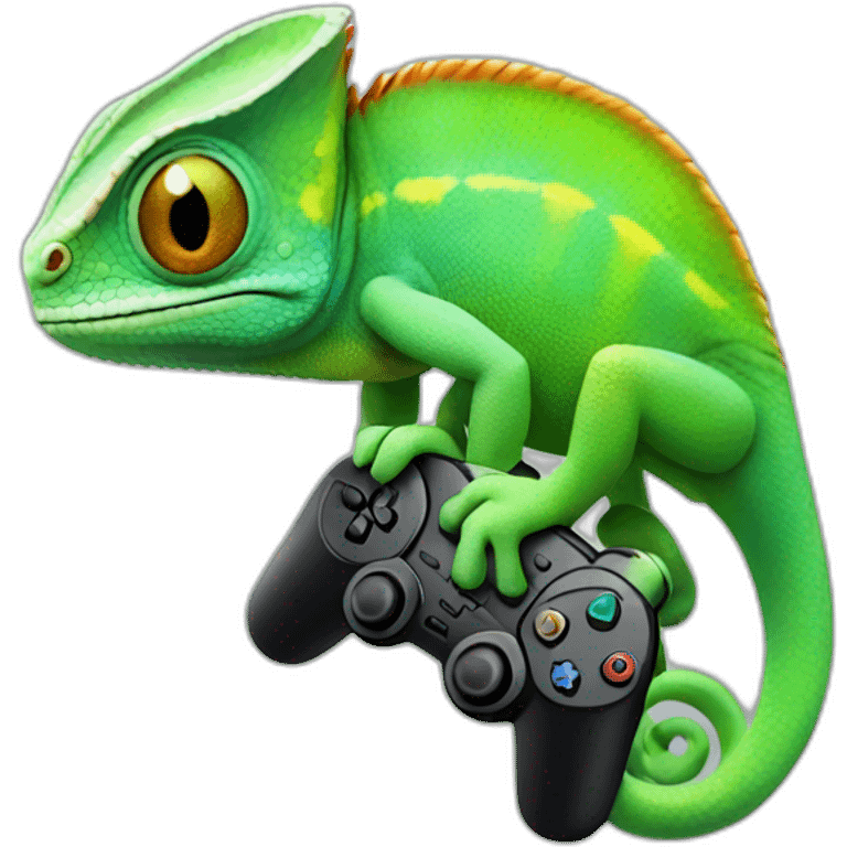 chameleon with a controller emoji