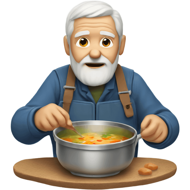 an old man making chicken soup emoji