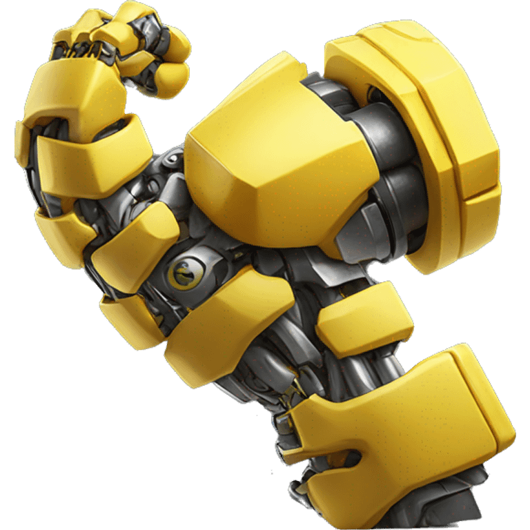 Flexing yellow mechanical cyborg bicep and arm emoji