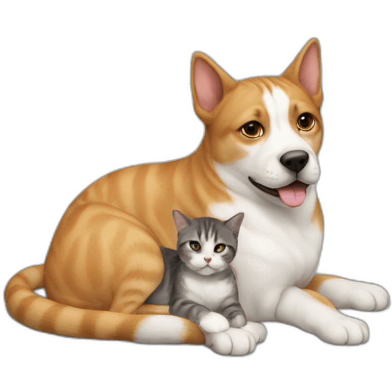 Cat on dog emoji