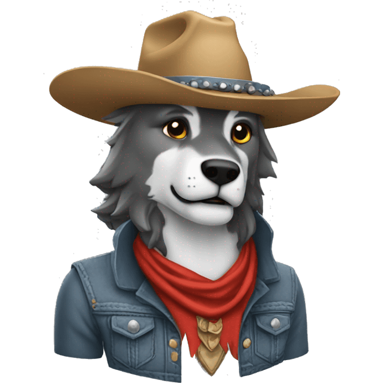 lobo gris con sombrero de vaquero emoji