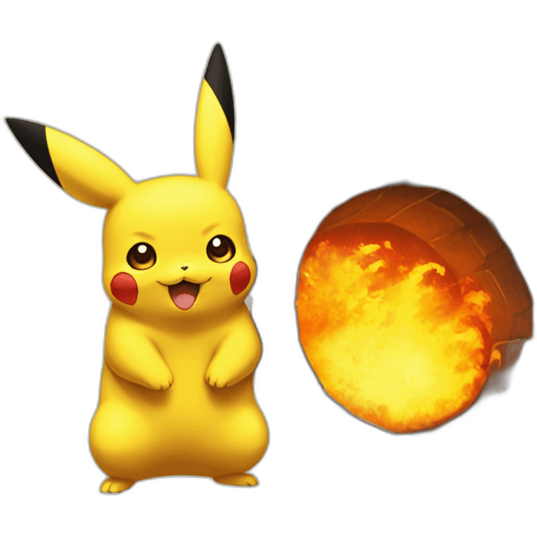 Pikachu avec Dracaufeu emoji