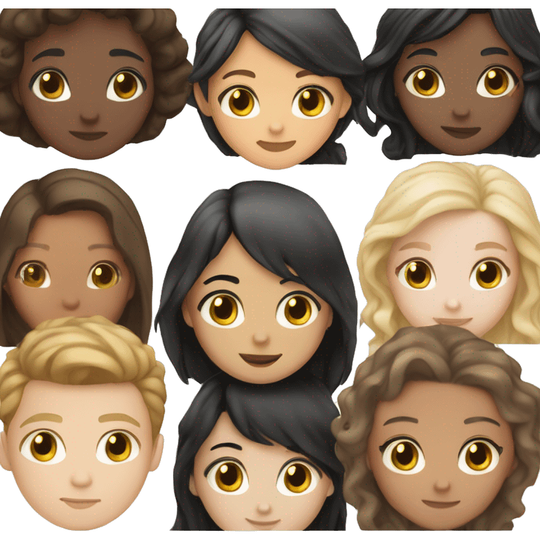 Girl wirh black hair, light brown skin, and brown eyes and boy with pale skin, hazel eyes and brown hair emoji