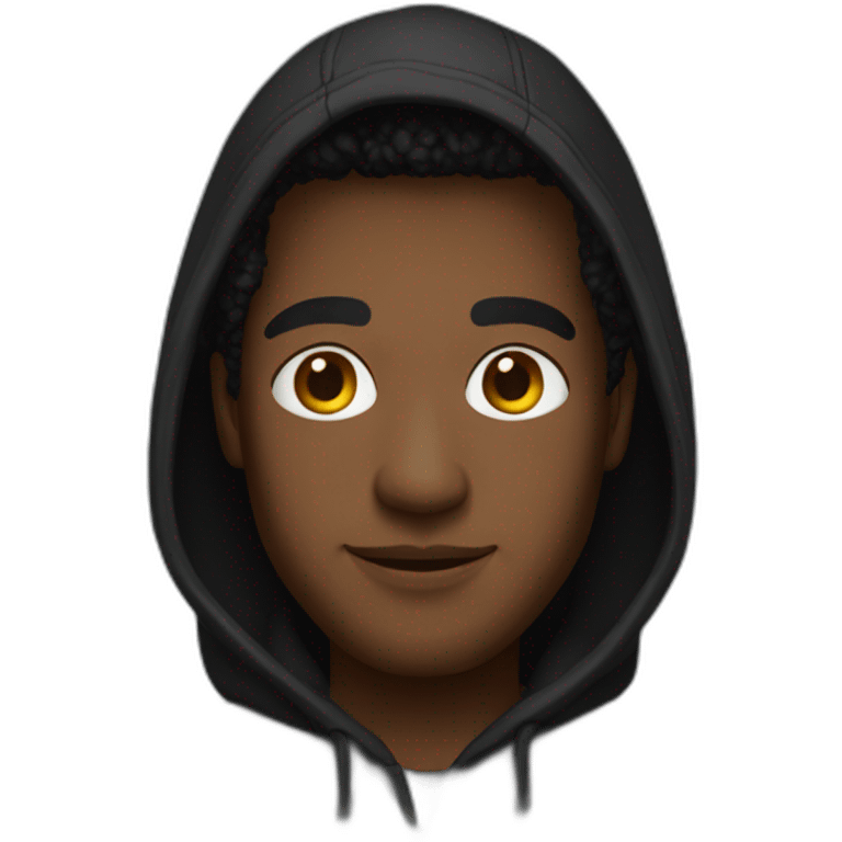 black hoodie bold man emoji