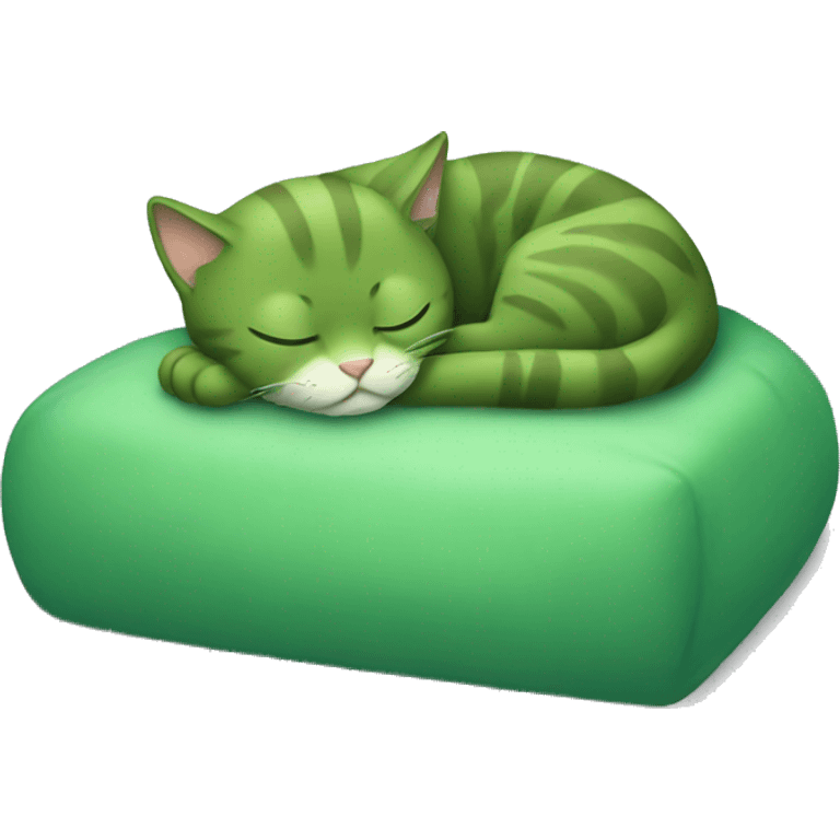 Sleeping green cat emoji