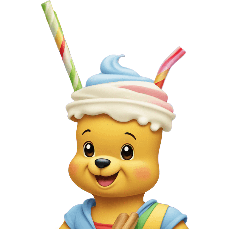 Winnie the Pooh with a milkshake  emoji