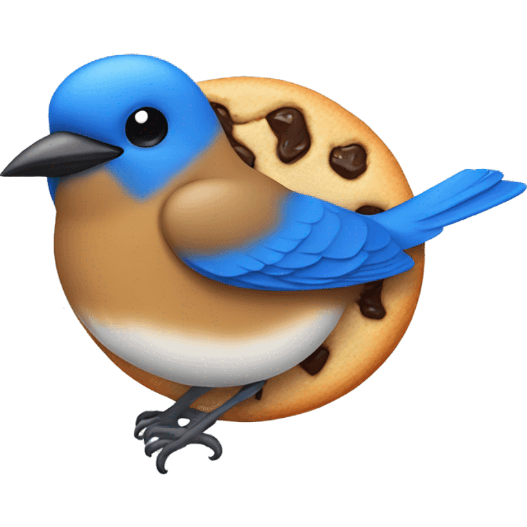 Bluebird eating a cookie emoji