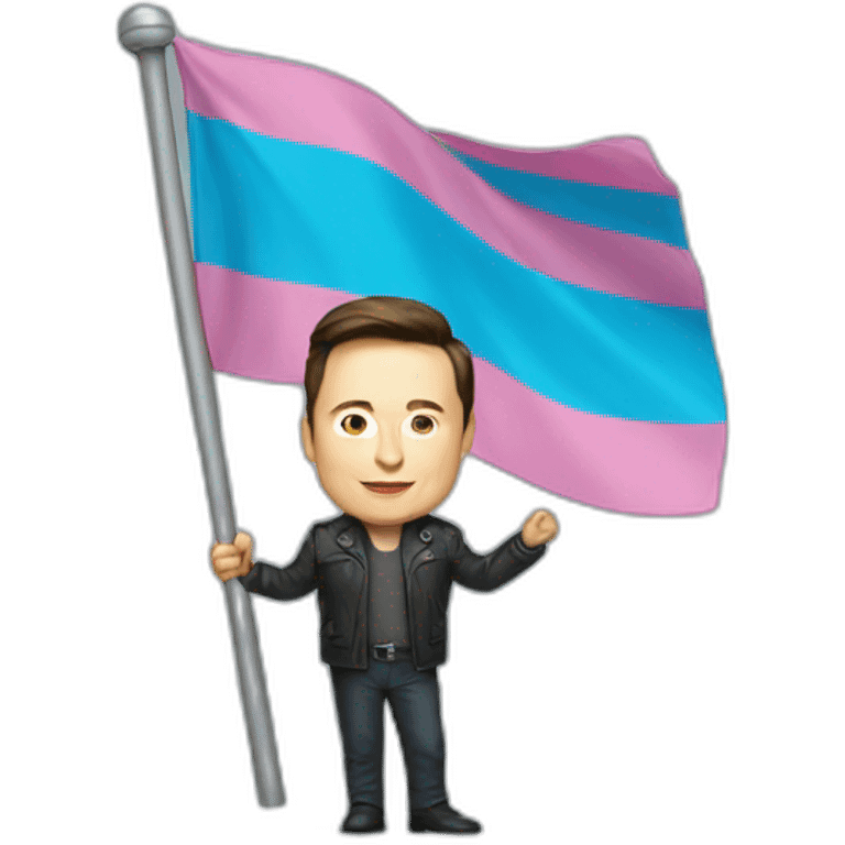 Elon Musk holding a Transgender Flag emoji