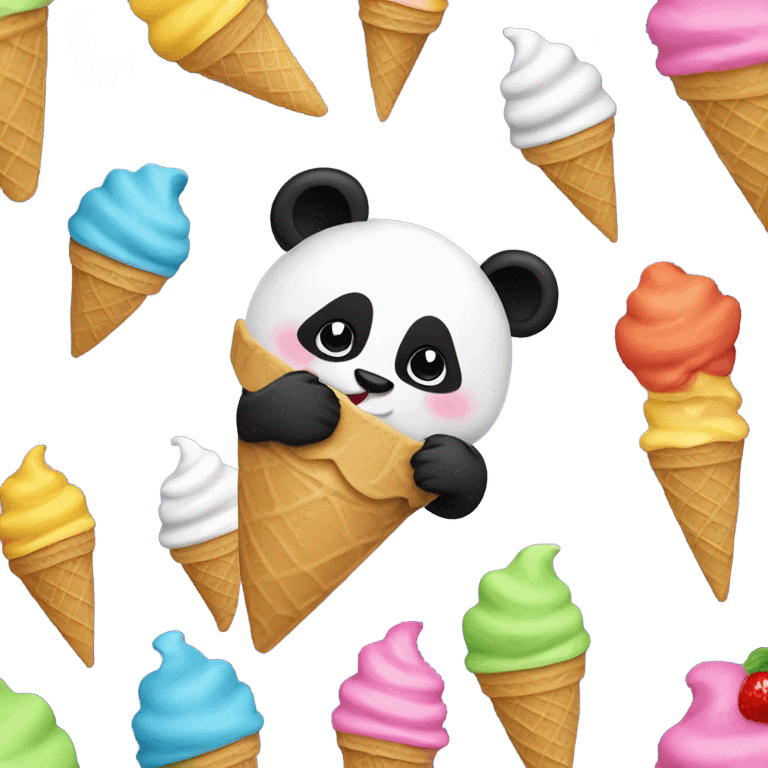 Panda eating ice cream emoji