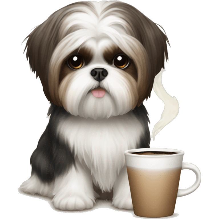 Shih Tzu Yana drinks coffee emoji