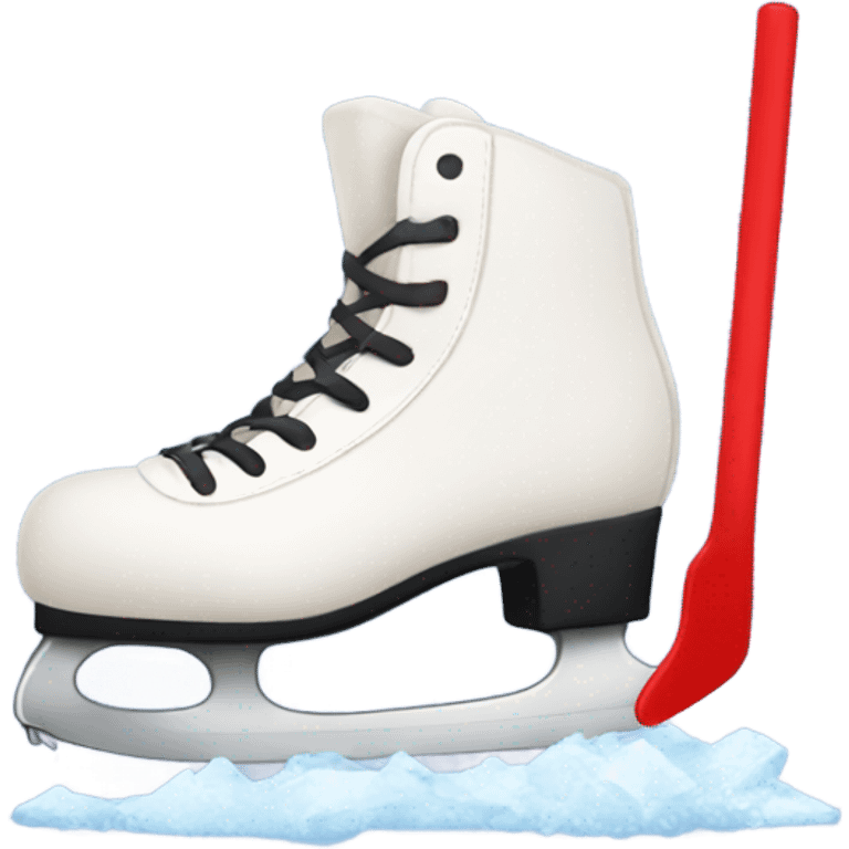 Ice skate holding red pitchfork  emoji