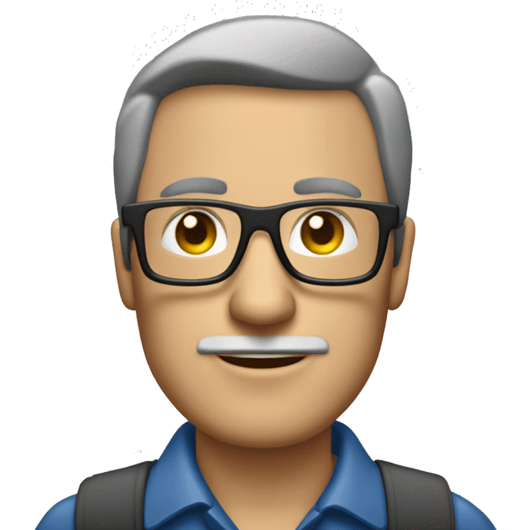 Hombre de mediana edad con gafas  trabajando con ordenador emoji