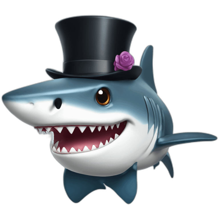 Shark with a top hat emoji