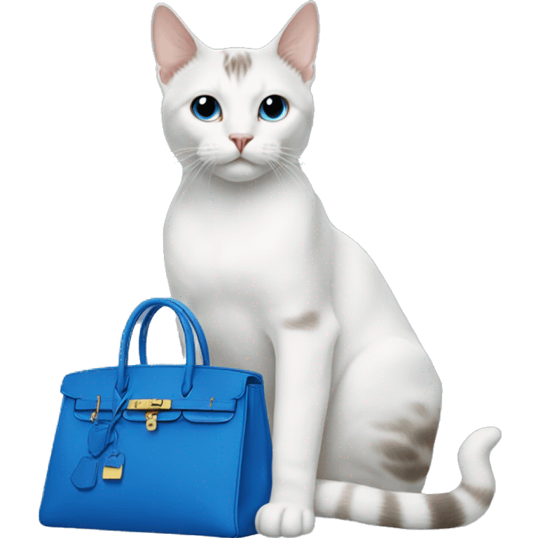 cat near blue hermes bag emoji