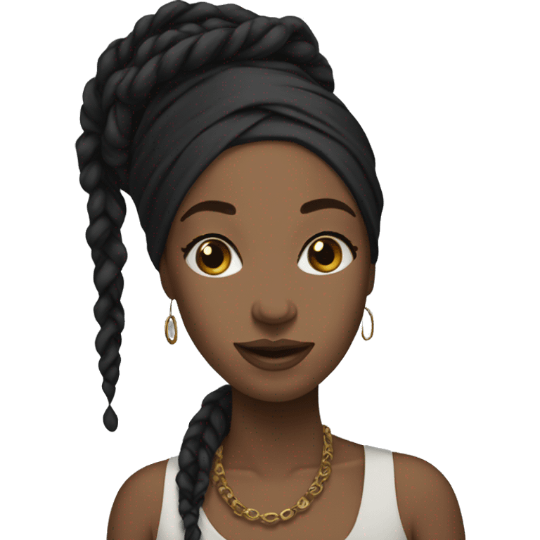 a black woman with medium locs wearing a head wrap emoji