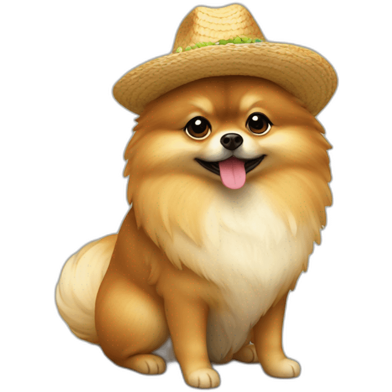 Pomerania vestido con traje y sombrero emoji