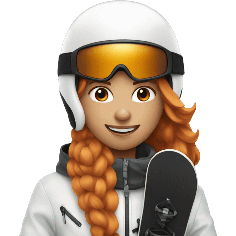 Ginger girl black helmet riding on snowboard  emoji