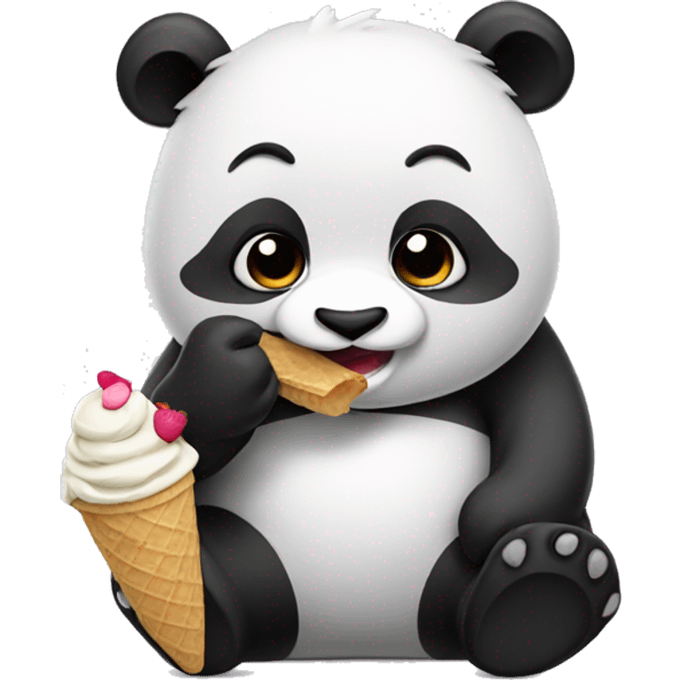 Panda eating ice cream emoji