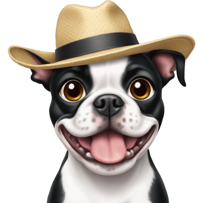 Boston terrier wearing a hat emoji